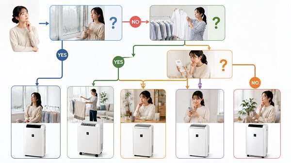 質問に答えて自分に合う除湿機を選ぶ