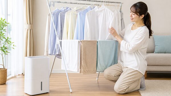 AJ-C48A-Wで部屋干しの洗濯物を乾かす