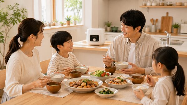家族の夕食を時短で準備するキッチン